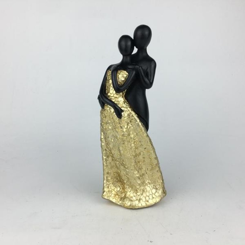 DECORATIVE SCULPTURE, COUPLE, GOLD & BLACK, 8.2x5.3x21cm 752-27143