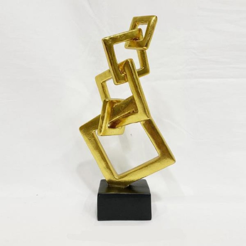 DECORATIVE SCULPTURE, SQUARE, GOLD-BLACK, 14.5x7.5x27.5cm 752-27151