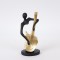 DECORATIVE SCULPTURE, PEOPLE WITH MUSICAL INSTRUMENT, POLYRESIN,BLACK & GOLD, 10x9x21.8cm 752-27154