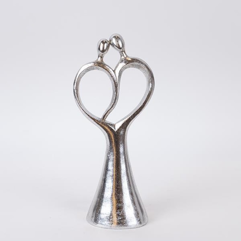 TABLE DECORATION,  FIGURE- COUPLE-HEART, POLYRESIN, SILVER, 13.5x9x31.8cm 752-27169