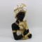 TABLE DECORATION SCULPTURE, WOMAN WITH TIGER, BLACK-WHITE-GOLD, 18x17x32cm 752-27202