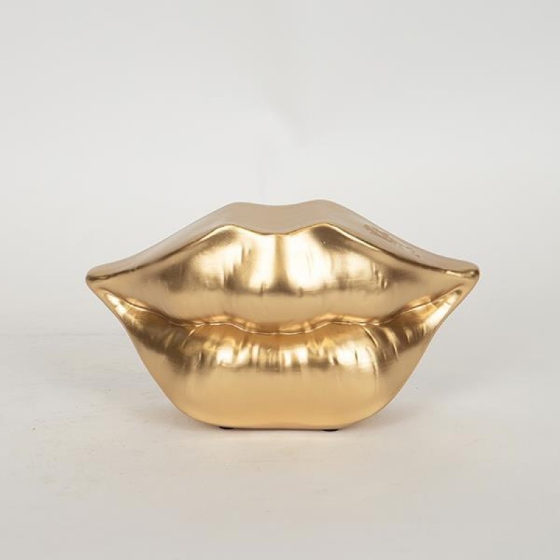 TABLE DECORATION, POLYRESIN, LIPS, GOLD, 23.2x8x12.2cm 752-28534