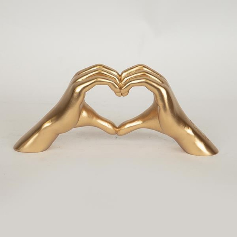 TABLE  DECORATIO, POLYRESIN, HEART  SHAPED HANDS, GOLD, 27.5x6.5x11.4cm 752-28535