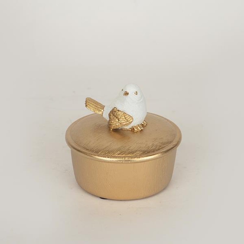 ДЕКОРАТИВНА КУТИЯ ДЪРВО, БЯЛА-ЗЛАТНА, 10X10X9CM ДЕКОРАТИВНА КУТИЯ ДЪРВО, БЯЛА-ЗЛАТНА, 10X10X9CM