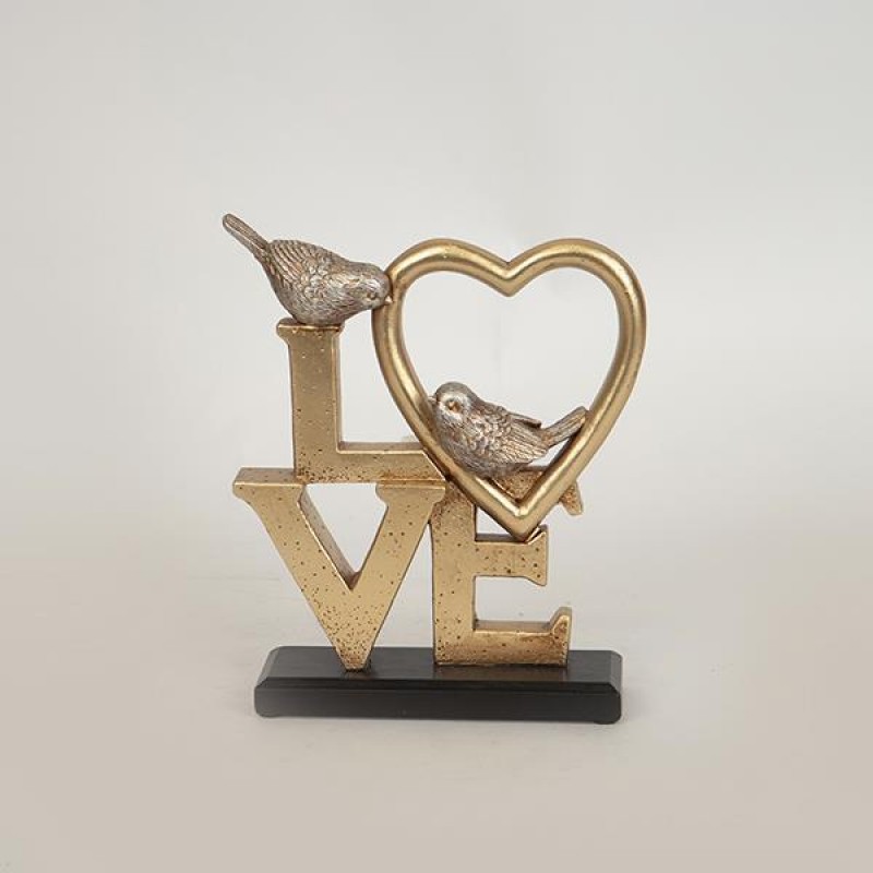 ДЕКОРАЦИЯ ЗА МАСА LOVE С ПТИЦИ ЗЛАТНО-СРЕБЪРНА ДЕКОРАЦИЯ ЗА МАСА LOVE С ПТИЦИ ЗЛАТНО-СРЕБЪРНА