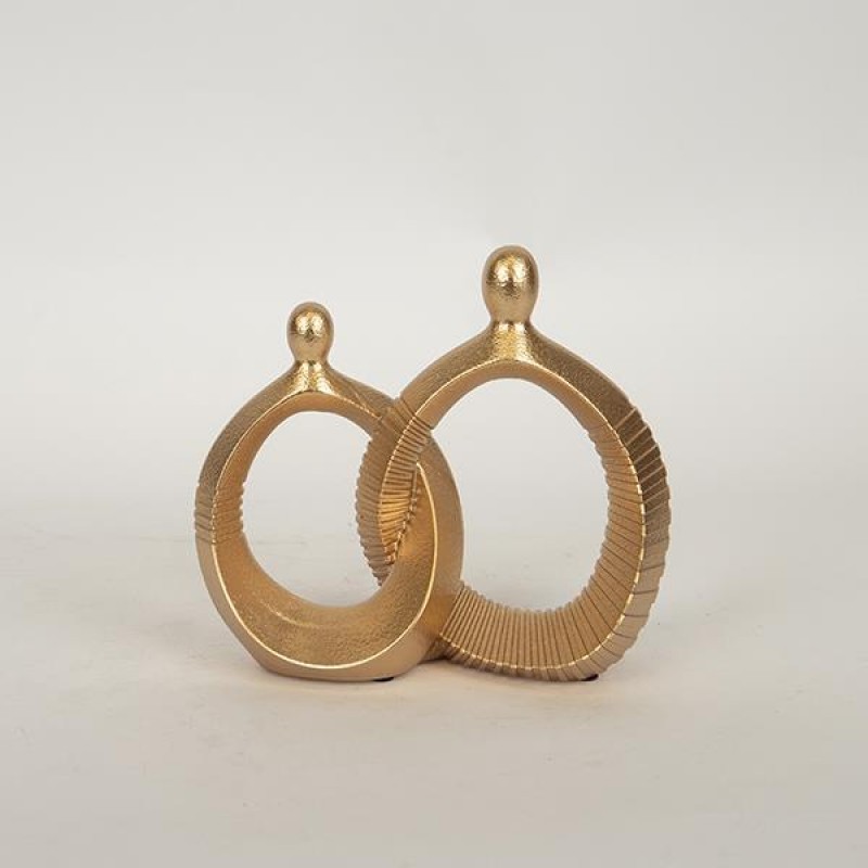 TABLE DECORATION, POLYRESIN,DOUBLE CIRCLE, GOLD,20.2x9.4x17.8cm 752-28544