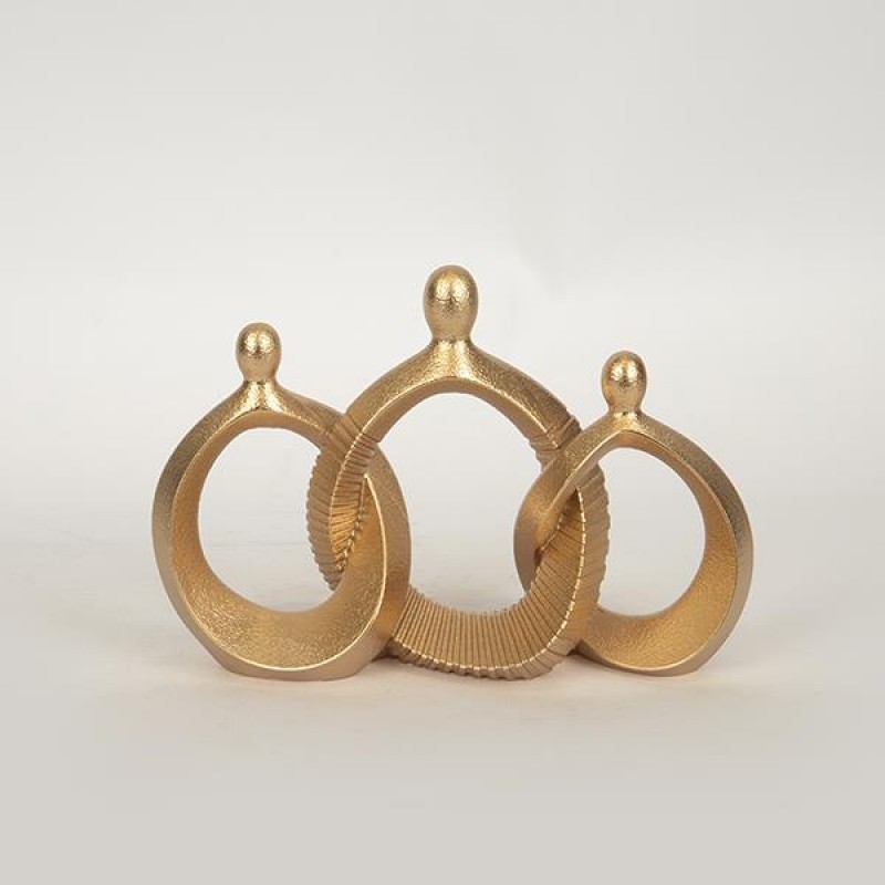 TABLE DECORATION, POLYRESIN,TRIPLE CIRCLE, GOLD, 26.2x9.8x17.8cm 752-28545