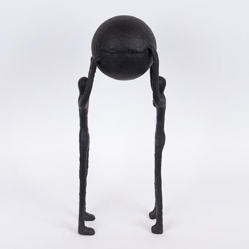 TABLE  DECORATION, STATUE WITH BALL, METAL, BLACK, 20x14x44cm 752-28576