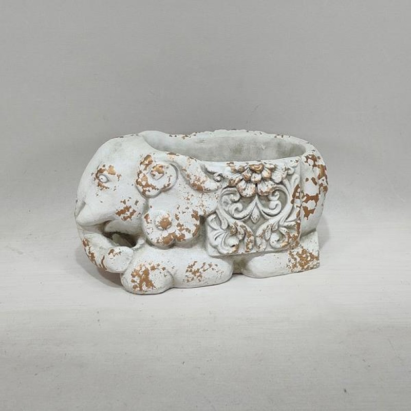 POT, ELEPHANT, CEMENT, WHITE, 25x13.5x13.5cm 752-28580