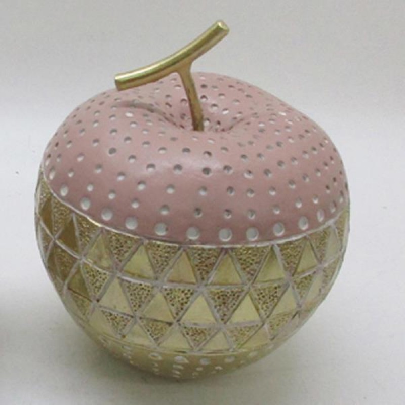 DECORATIVE APPLE, GOLD & PINK, 11.5x11.5x13cm 752-28599