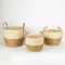 STRAW BASKETS, BROWN & LIGHT BROWN, SET 3PCS, 3 SIZES 752-32010