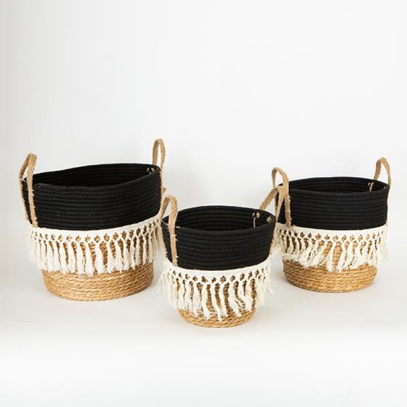 ДЕКОРАТИВНИ КОШНИЦИ STRAW BASKETS, КОМПЛЕКТ ОТ 3 БР. ДЕКОРАТИВНИ КОШНИЦИ STRAW BASKETS, КОМПЛЕКТ ОТ 3 БР.