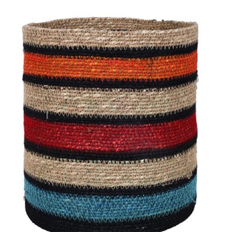 SEA GRASS BASKET, MULTICOLOR- NATURAL, 22x22x24cm 752-32023