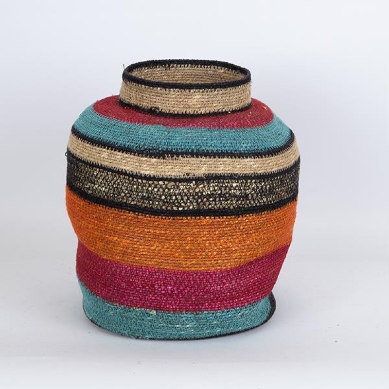 SEA GRASS BASKET, BLACK-NATURAL, 35X35X32CM 752-32026