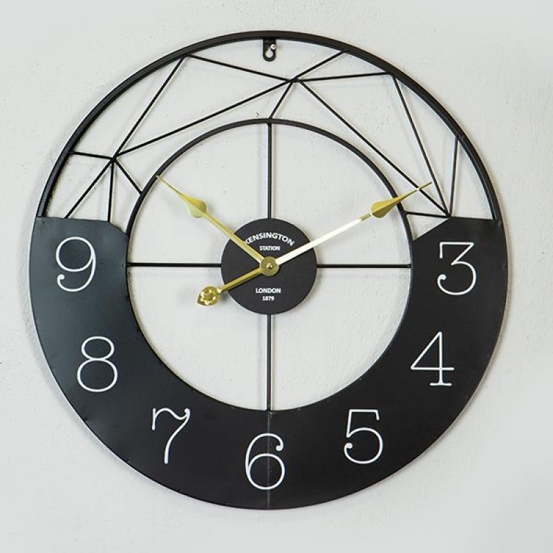 WALL CLOCK, METAL, BLACK-WHITE-GOLD, 60x4.5x60cm 753-10025