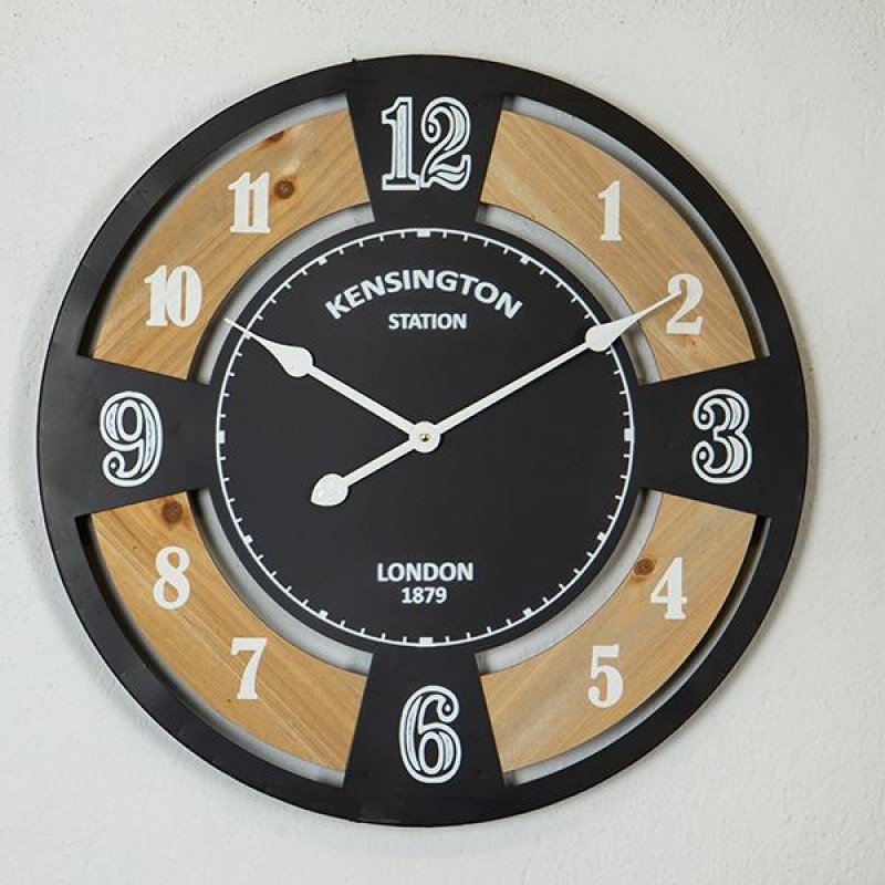 WALL CLOCK, METAL, BLACK-WHITE-NATURAL60x4.5x60cm 753-10029