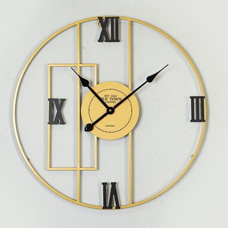 WALL CLOCK, METAL, BLACK-GOLD, 60x4x60cm 753-10036