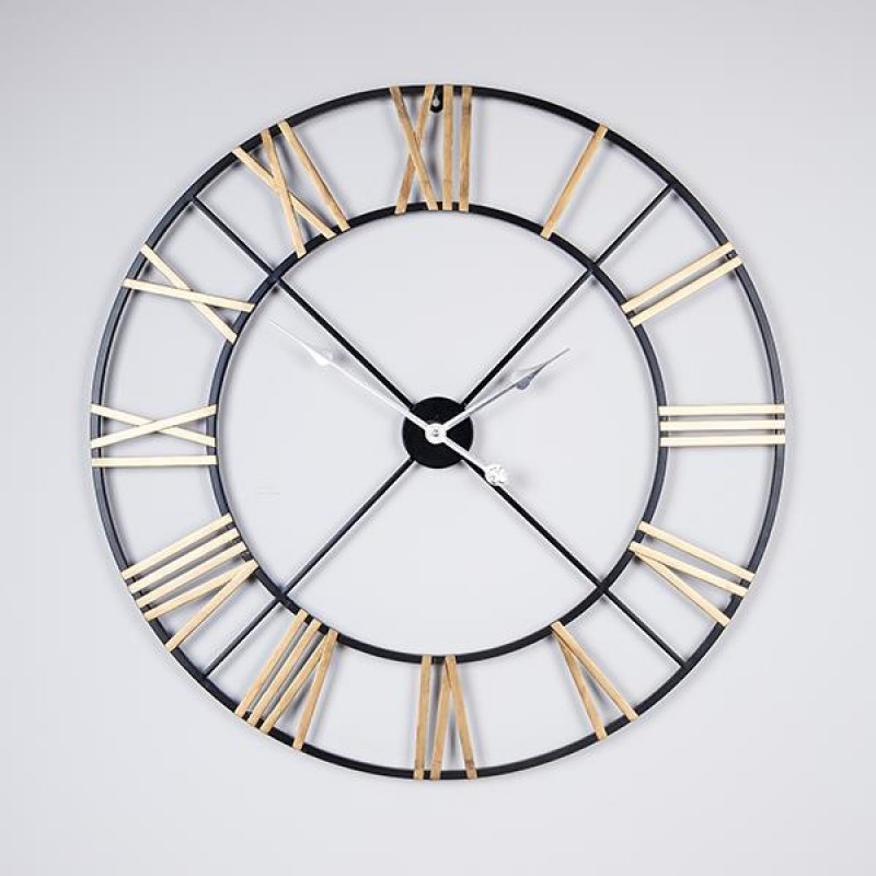 WALL CLOCK, IRON, ANTIQUE, GOLD-BLACK, 80x5x80cm 753-10048