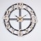 WALL CLOCK, WOOD-IRON, ANTIQUE,  BLACK- NATURAL, 60x4.5x60cm 753-10054