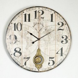 WALL CLOCK, WITH PENDULUM, METAL-MDF, OFF WHITE-BLACK, 58.2x4.3x58.2 753-10059 WALL CLOCK, WITH PENDULUM, METAL-MDF, OFF WHITE-BLACK, 58.2x4.3x58.2 753-10059