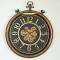 WALL CLOCK, PL, WITH GEAR WHEEL, ANTIQUE, BROWN- ΓΟΛΔ, 72x61x7.8cm 753-12015
