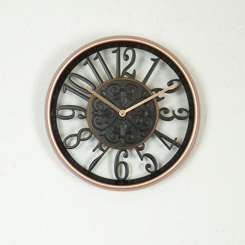 WALL CLOCK, PL, BLACK-GOLD, 30x30x4.5cm 753-12028