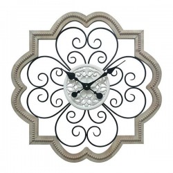 WALL CLOCK, WOODEN, BLACK & BROWN NATURAL, FLOWER DESIGN, 70X4.5CM 753-13018 WALL CLOCK, WOODEN, BLACK & BROWN NATURAL, FLOWER DESIGN, 70X4.5CM 753-13018