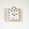 TABLE CLOCK, WOOD- METAL, WHITE - NATURAL, 30x8x31cm 753-13041