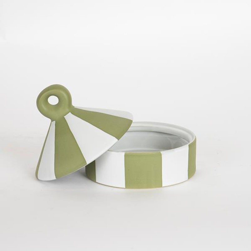 JAR, WITH TOP, CERAMIC, OLIVE, 12.5x12.5x7.5cm 754-10012