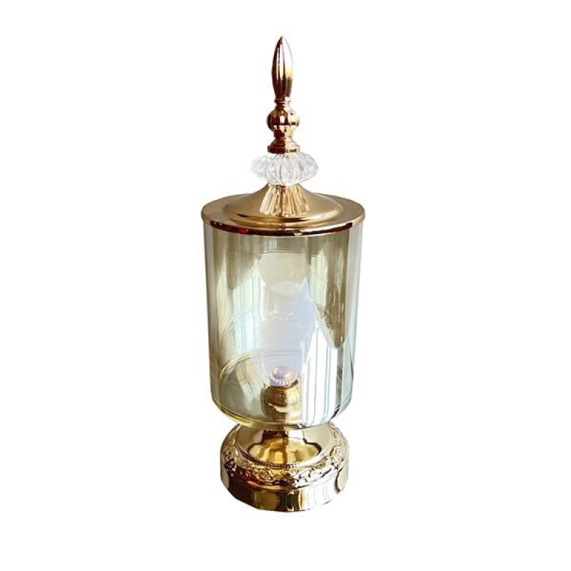 CONTAINER WITH CAP, GLASS, GOLD, 12x34cm 754-10017