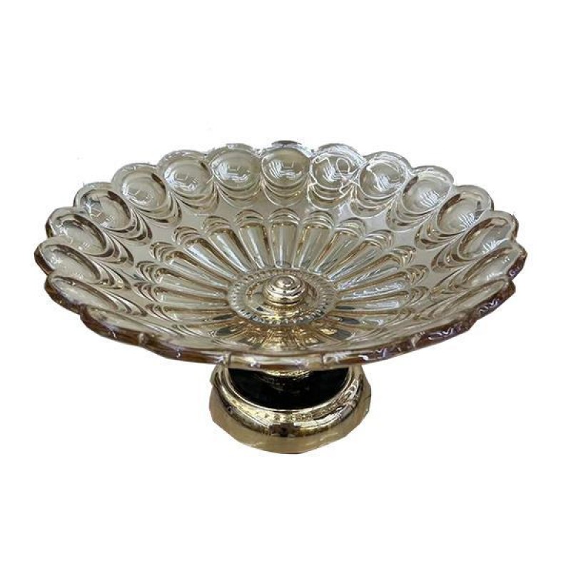 CAKE STAND, METAL WITH GLASS, GOLD, 30x18cm 754-11020