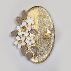 WALL DECOR, METALLIC,  FLOWERS, GOLD-GREY- WHITE , 78.7x99.1x8.9cm 755-10019