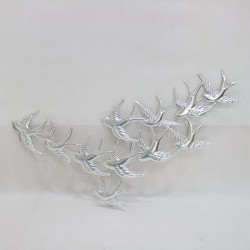 WALL DECOR, METALLIC, BIRDS, SILVER, 99,7x1,3x54,99cm 755-10037