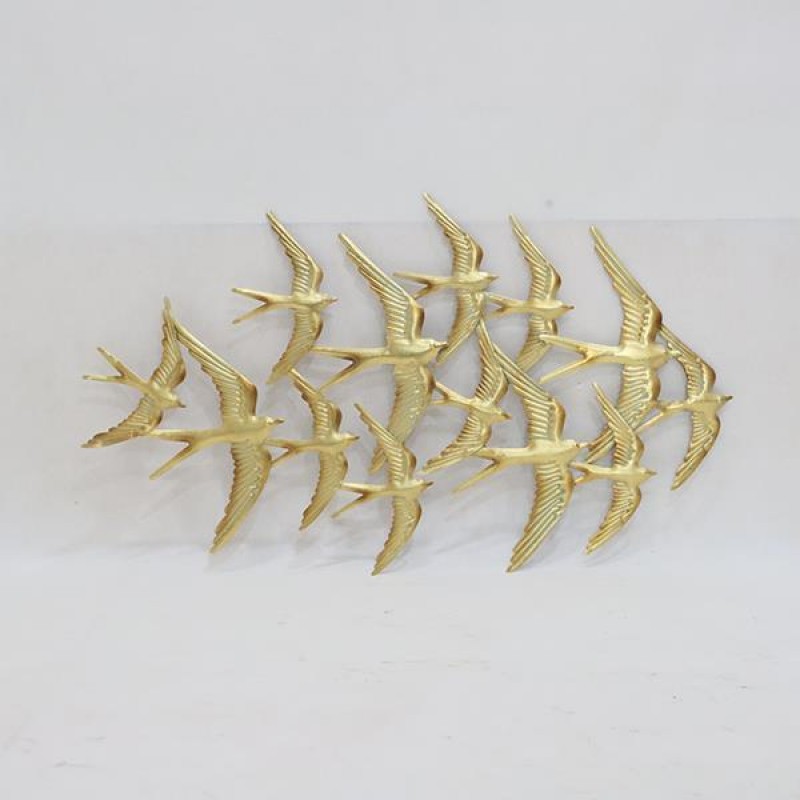 WALL DECOR, METALLIC, BIRDS, GOLD, BLACK & WHITE, 67,69x1,27x38,75cm 755-10042