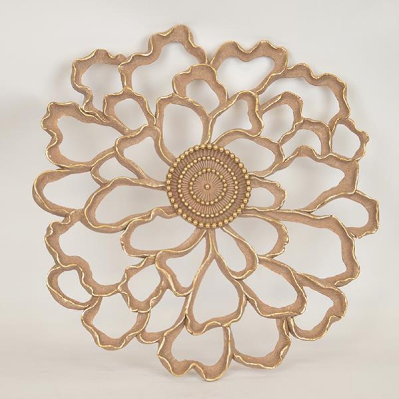 WALL DECOR, METALLIC, FLOWER, GOLD, 63.5x64.8x1.7cm 755-10058