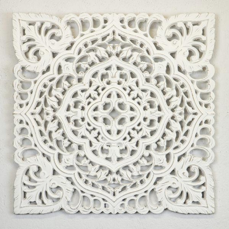 WOOD CARVING, WHITE, 55x55x2cm 755-10061