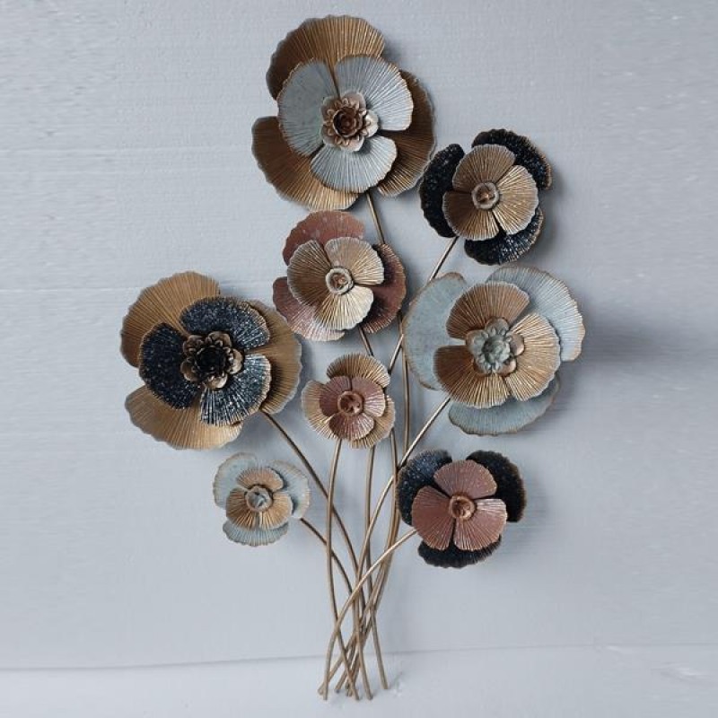 WALL DECOR, FLOWER, WHITE & GOLD, 59x4x88,5cm 755-10082