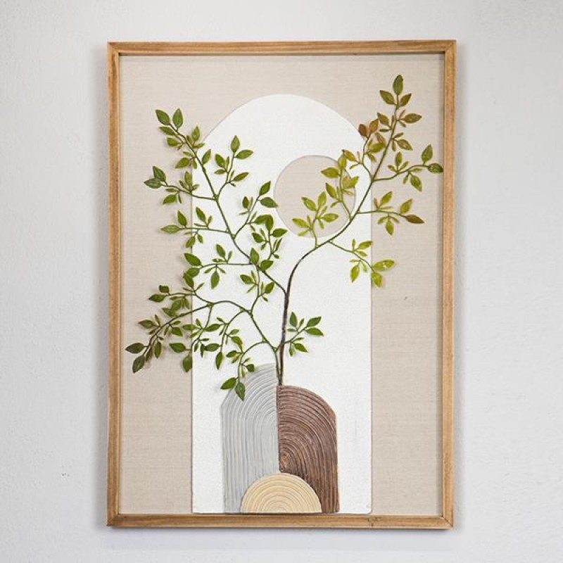 CANVAS WALL ART, PLANT, BROWN-BEIGE, GREY & GREEN, 50x70x3cm 755-12043