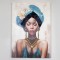 CANVAS WALL ART, FEMALE, IN LIGHT BLUE TURBAN,  70x100x3cm 755-12048