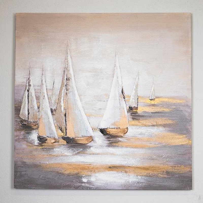 CANVAS WALL ART, SHIPS, 100x100x3cm 755-12060