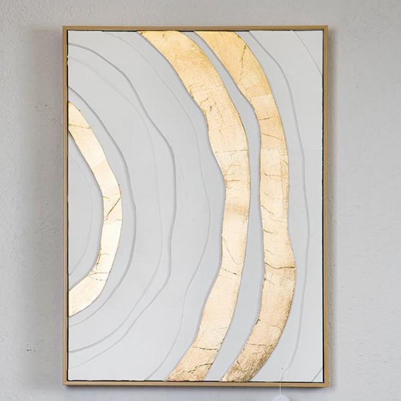 CANVAS WALL ART, WHITE & GOLD, 52x72x4.5cm 755-12065