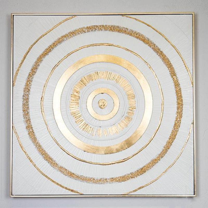 CANVAS WALL ART, CIRCLES, WHITE & GOLD, 82x82x4.5cm 755-12068