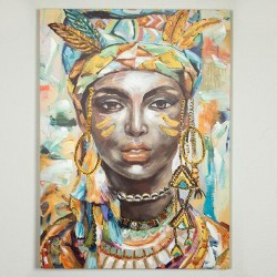 CANVAS PAINTING, WOMANS FACE WITH HAT, ORANGE-BLACK-BEIGE,80x3x110xcm 755-12107 CANVAS PAINTING, WOMANS FACE WITH HAT, ORANGE-BLACK-BEIGE,80x3x110xcm 755-12107