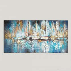 CANVAS PAINTING, BOATS, WHITE-BLUE-GOLD, 120x3x60cm 755-12111 CANVAS PAINTING, BOATS, WHITE-BLUE-GOLD, 120x3x60cm 755-12111