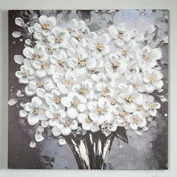 CANVAS PAINTING, FLOWERS IN A BLACK VASE, WHITE- BLACK, 80x3x80cm 755-12114 CANVAS PAINTING, FLOWERS IN A BLACK VASE, WHITE- BLACK, 80x3x80cm 755-12114