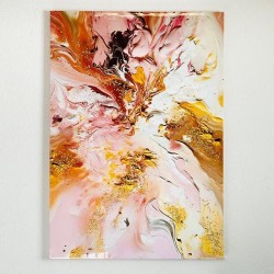 CANVAS PAINTING, ABSTRACT ART, WHITE-PINK-GOLD-BLACK, 70x100x2,5cm 755-12118 CANVAS PAINTING, ABSTRACT ART, WHITE-PINK-GOLD-BLACK, 70x100x2,5cm 755-12118