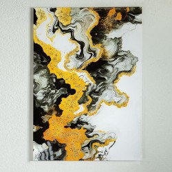 CANVAS PAINTING, ABSTRACT ART, WHITE-GOLD-BLACK, 70x100x2,5cm 755-12120 CANVAS PAINTING, ABSTRACT ART, WHITE-GOLD-BLACK, 70x100x2,5cm 755-12120