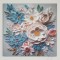 CANVAS  PAINTING ,  FLOWERS, WHITE- BLUE, 80x80x2.5cm 755-12121