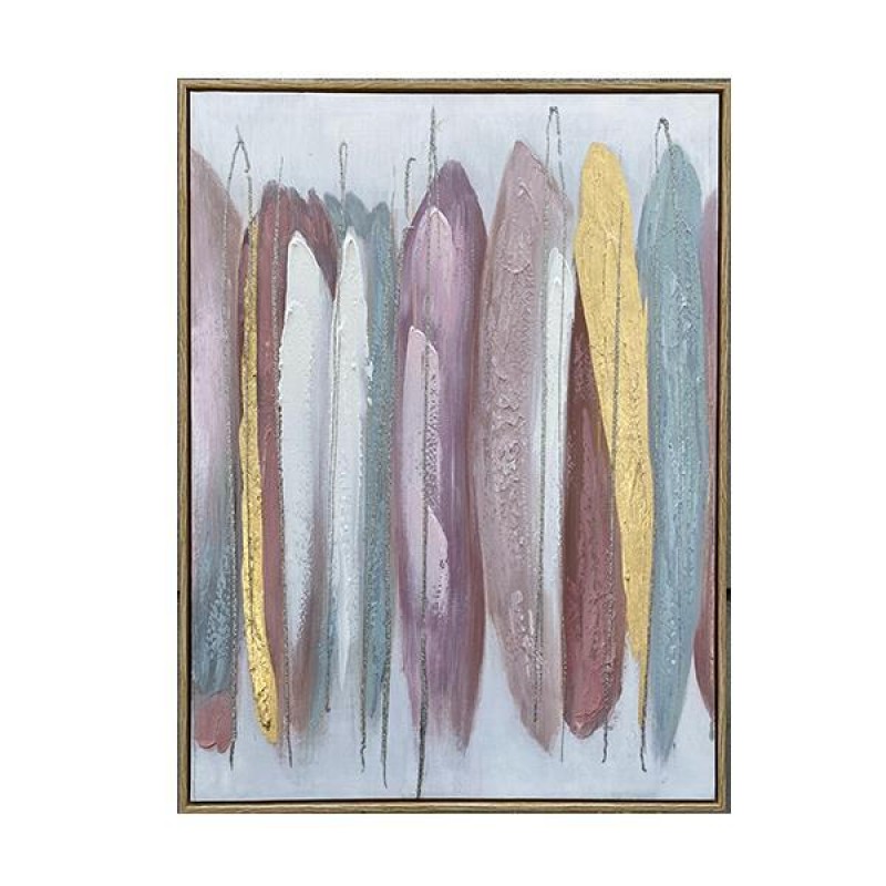 CANVAS  PAINTING, ABSTRACT ART, WHITE-GREY-PINK-GOLD, 60x80x3.5cm 755-12127