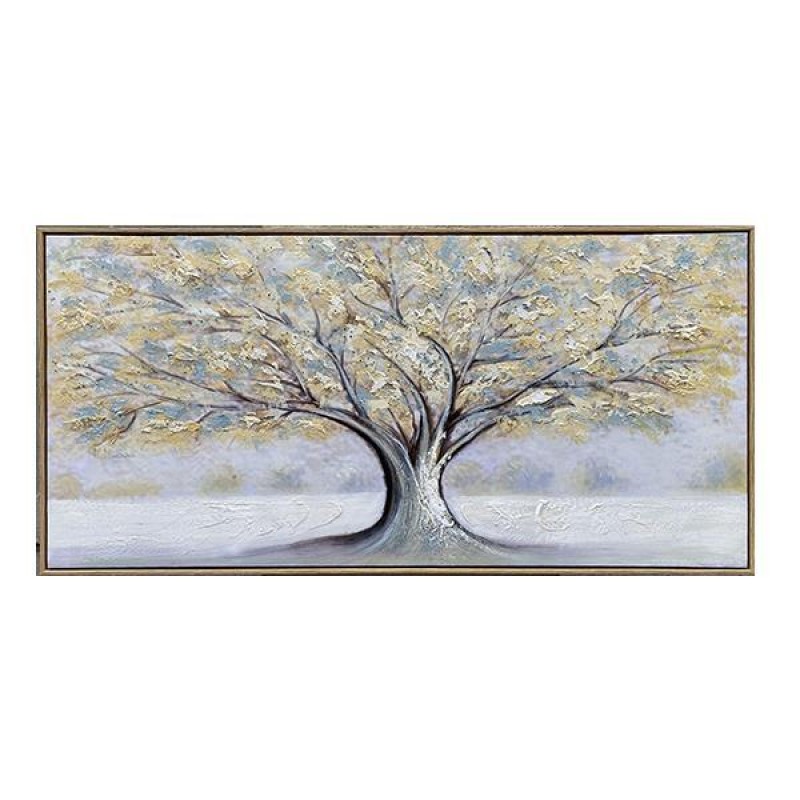 CANVAS  PAINTING, TREE, GREY & GOLD, 120x60x3.5cm 755-12135